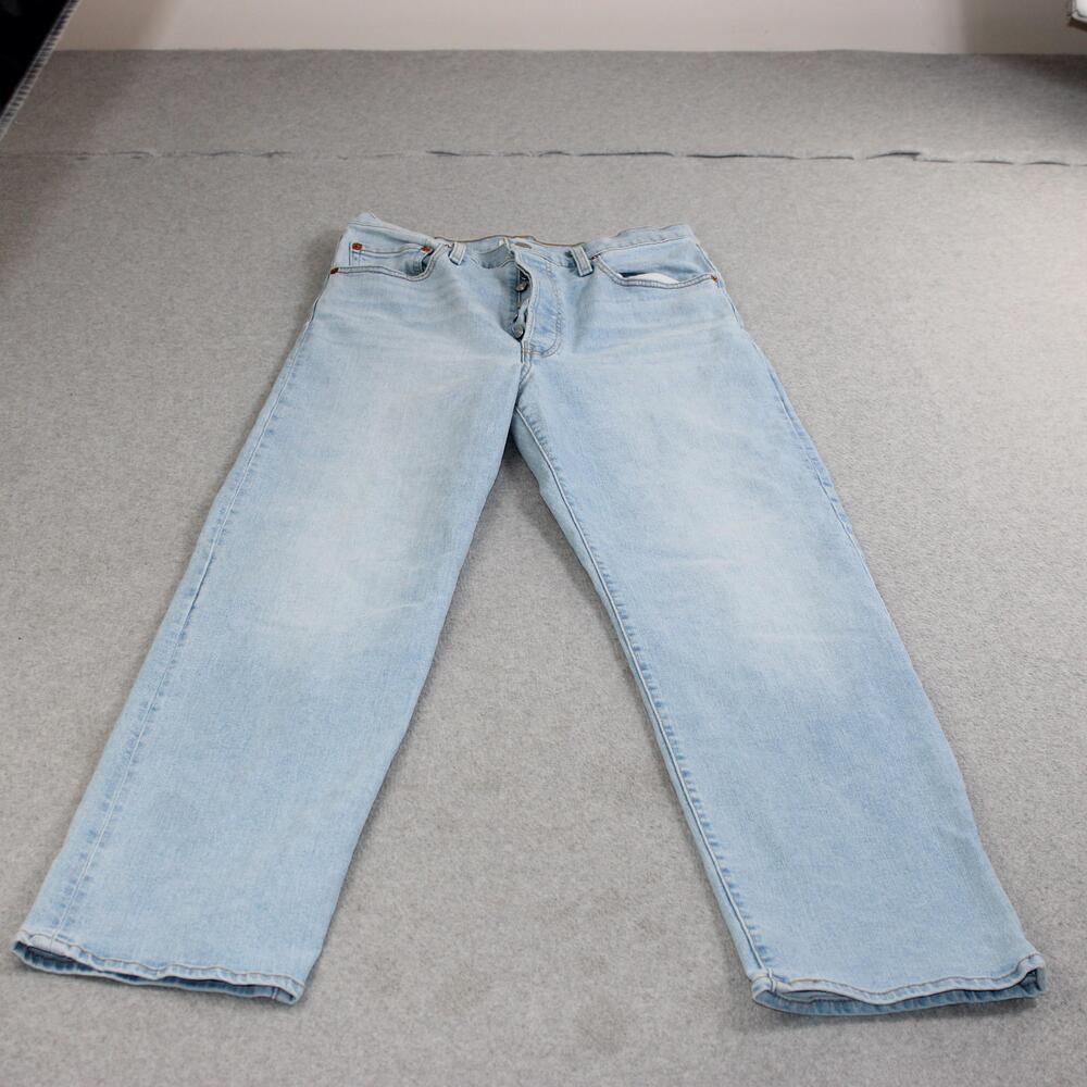 Levis Ribcage Straight Jeans Women 31 Blue Light Wash High Rise Button Fly Denim